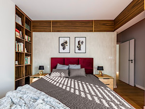 Realizacja - nowoczesne mieszkanie w kolorze miodowym - Sypialnia, styl nowoczesny - zdjęcie od JUKA design Pracownia Wnętrz