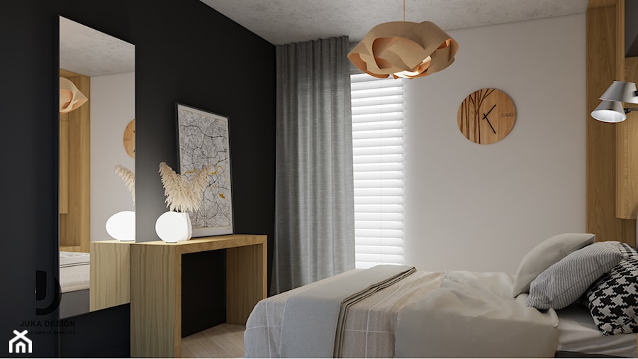 sypialnia z betonowym sufitem - zdjęcie od JUKA design Pracownia Wnętrz