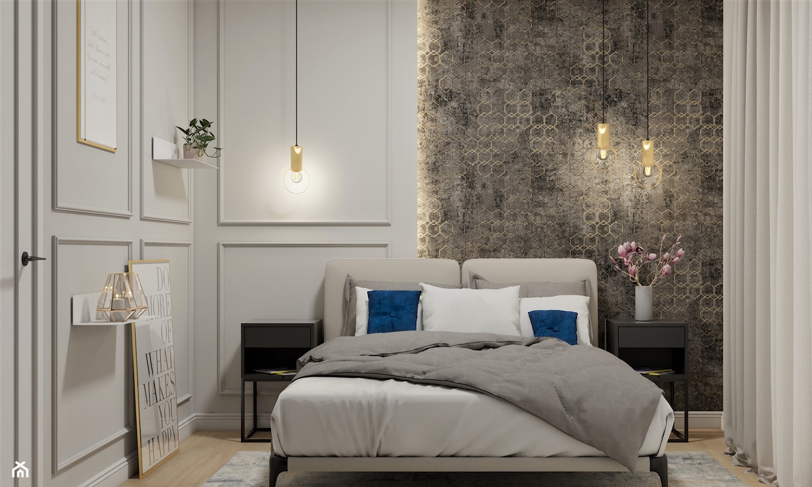 klasyczna sypialnia ze sztukaterią - zdjęcie od JUKA design Pracownia Wnętrz - Homebook