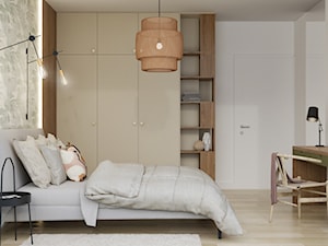 sypialnia z tapetą w stylu boho - zdjęcie od JUKA design Pracownia Wnętrz
