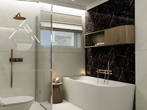 duża łazienka z marmurowymi płytkami - zdjęcie od JUKA design Pracownia Wnętrz