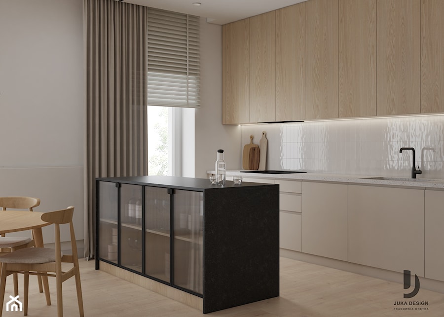 Przestronny apartament w stonowanej kolorystyce - Kuchnia, styl nowoczesny - zdjęcie od JUKA design Pracownia Wnętrz