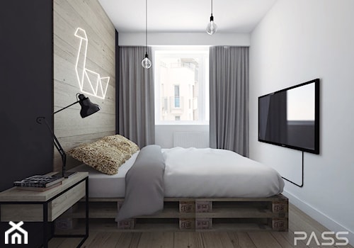 Projekt 12 - Mała biała sypialnia, styl skandynawski - zdjęcie od PASS Architekci
