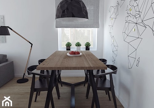 Projekt 8 - Średnia biała jadalnia w salonie, styl skandynawski - zdjęcie od PASS Architekci