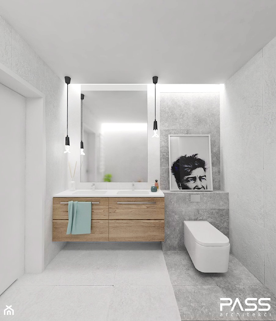 Projekt 8 - Mała średnia bez okna z dwoma umywalkami łazienka, styl skandynawski - zdjęcie od PASS Architekci - Homebook