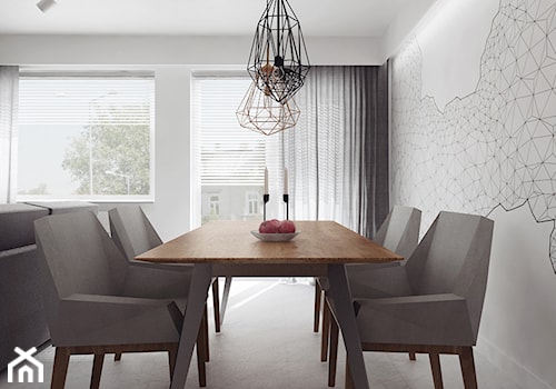 Średnia szara jadalnia w salonie, styl minimalistyczny - zdjęcie od PASS Architekci