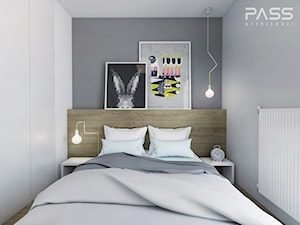 Projekt 5 - Mała szara sypialnia, styl minimalistyczny - zdjęcie od PASS Architekci