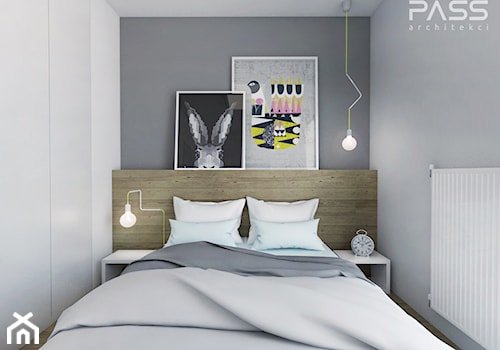 Projekt 5 - Mała szara sypialnia, styl minimalistyczny - zdjęcie od PASS Architekci