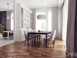 Projekt 1 - Średnia szara jadalnia jako osobne pomieszczenie, styl tradycyjny - zdjęcie od PASS Architekci