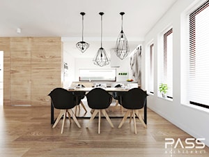 Projekt 9 - Średnia biała jadalnia w kuchni, styl skandynawski - zdjęcie od PASS Architekci
