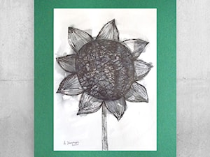 czarno bialy rysunek słonecznik - zdjęcie od annasko