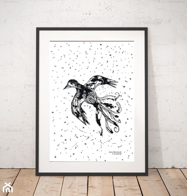 ptak plakat biało czarny - zdjęcie od annasko