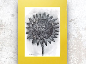 biało czarny rysunek ze słonecznikiem - zdjęcie od annasko