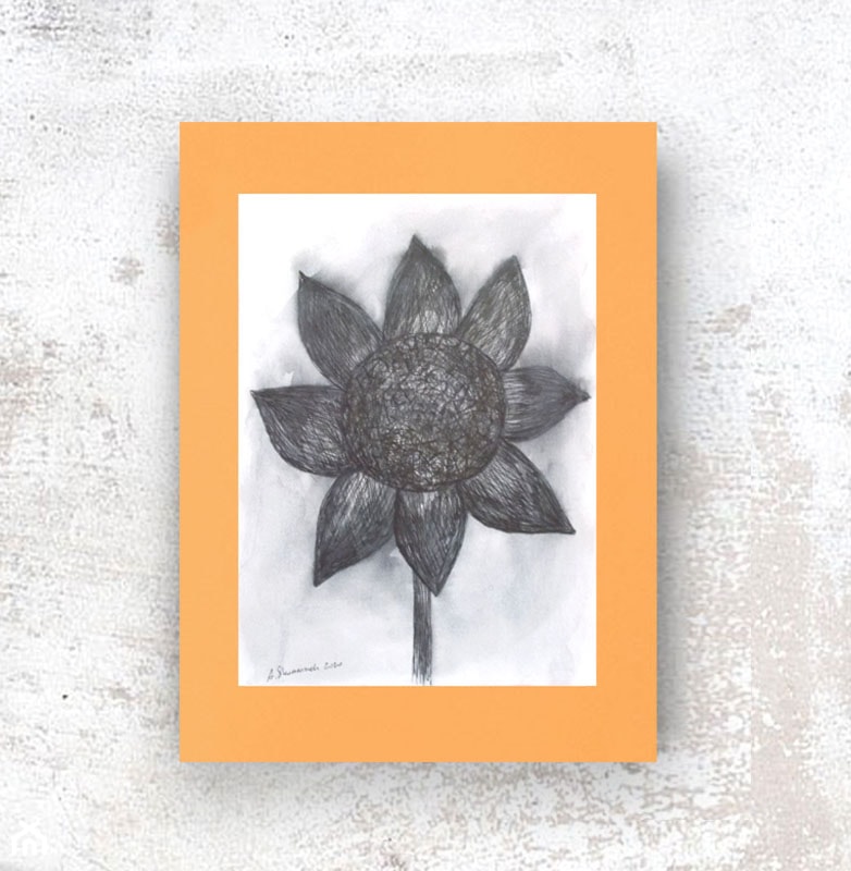 biało czarny rysunek ze słonecznikiem - zdjęcie od annasko - Homebook