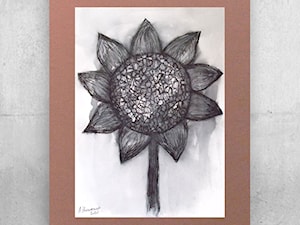 biało czarny rysunek ze słonecznikiem - zdjęcie od annasko