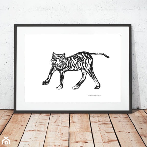tygrys plakat bialo czarny - zdjęcie od annasko