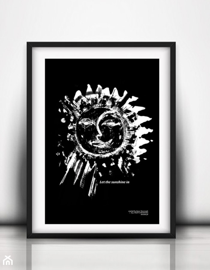 czarno biały plakat słońce i księżyc - zdjęcie od annasko