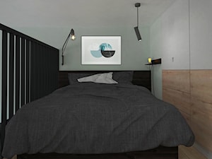 Mieszkanie nowoczesnej singielki - Mała biała czarna sypialnia na antresoli, styl minimalistyczny - zdjęcie od BS Studio Projektowe