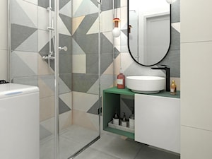 Mieszkanie nowoczesnej singielki - Mała bez okna z pralką / suszarką z lustrem łazienka, styl nowoczesny - zdjęcie od BS Studio Projektowe