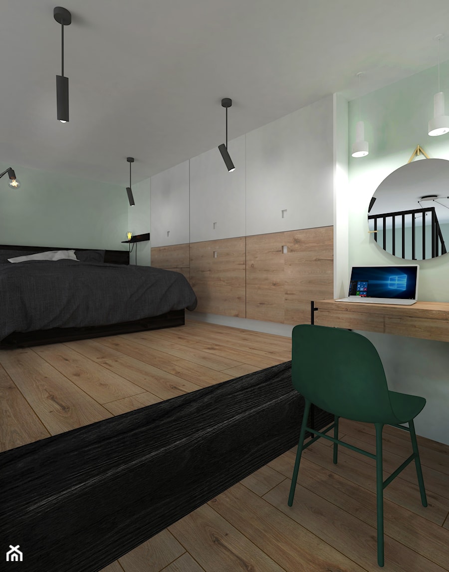 Mieszkanie nowoczesnej singielki - Średnia biała z biurkiem sypialnia na poddaszu, styl minimalistyczny - zdjęcie od BS Studio Projektowe