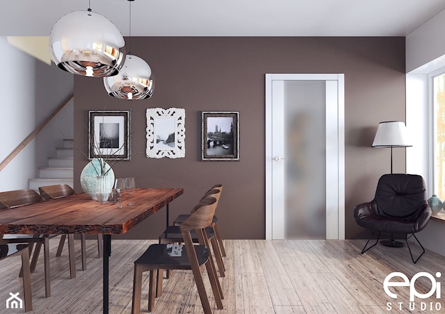 Różne wnętrza - Duża biała brązowa jadalnia jako osobne pomieszczenie, styl nowoczesny - zdjęcie od EPI Studio