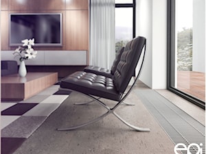 Dom jednorodzinny - Duży biały salon z tarasem / balkonem, styl nowoczesny - zdjęcie od EPI Studio