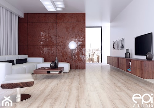 Różne wnętrza - Średni biały czerwony salon, styl nowoczesny - zdjęcie od EPI Studio