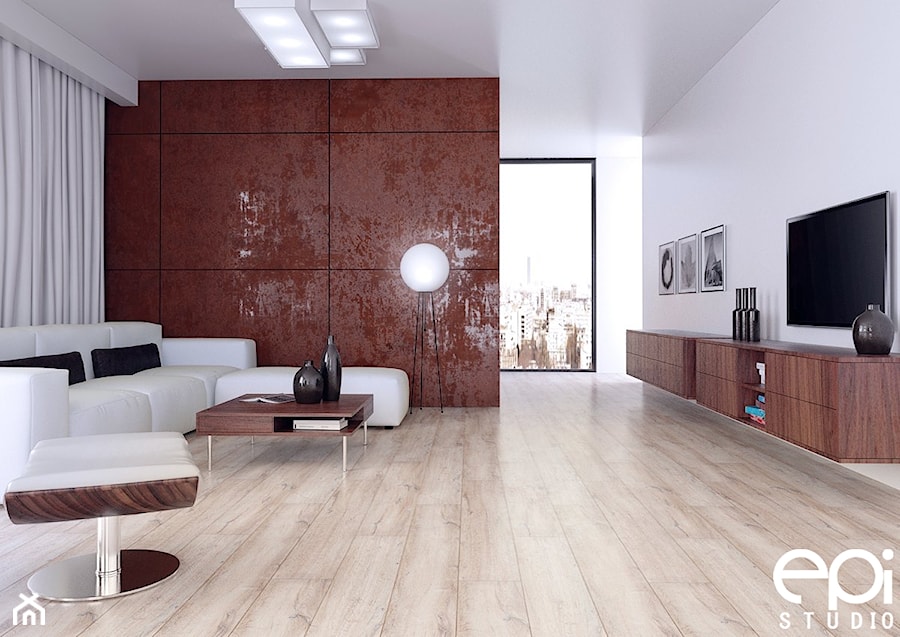 Różne wnętrza - Średni biały czerwony salon, styl nowoczesny - zdjęcie od EPI Studio