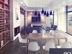 Dom jednorodzinny - Duża szara jadalnia w salonie, styl nowoczesny - zdjęcie od EPI Studio