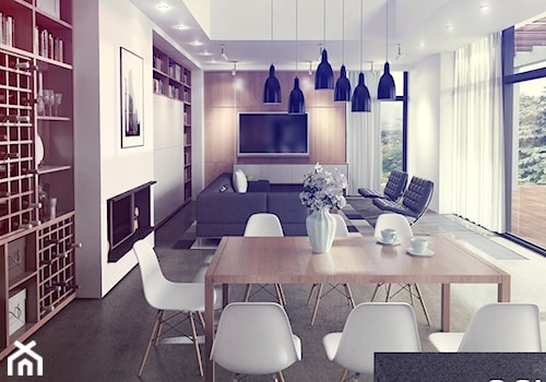 Dom jednorodzinny - Duża szara jadalnia w salonie, styl nowoczesny - zdjęcie od EPI Studio