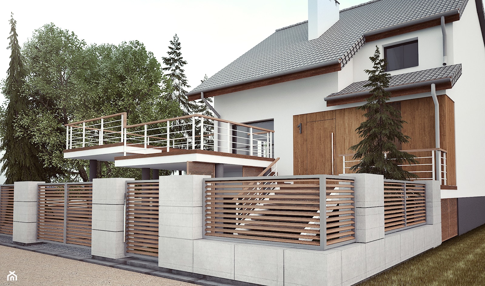 Zmiana elewacji domu jednorodzinnego - Średnie jednopiętrowe domy jednorodzinne murowane z dwuspadowym dachem, styl nowoczesny - zdjęcie od EPI Studio - Homebook