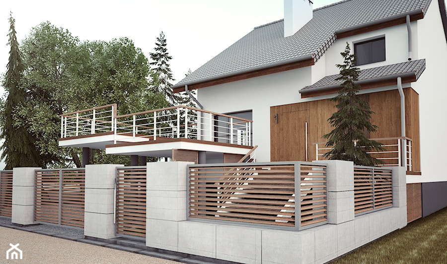 Zmiana elewacji domu jednorodzinnego - Średnie jednopiętrowe domy jednorodzinne murowane z dwuspadowym dachem, styl nowoczesny - zdjęcie od EPI Studio