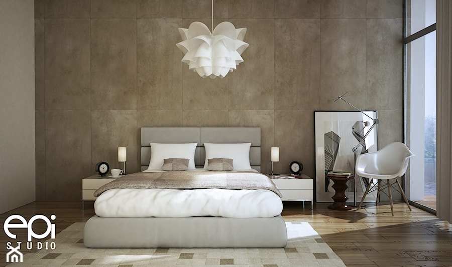 Różne wnętrza - Średnia duża szara sypialnia, styl nowoczesny - zdjęcie od EPI Studio