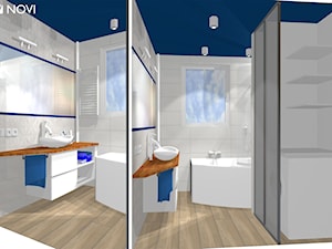 Łazienka z niebieskim sufitem - zdjęcie od NOVI projektowanie
