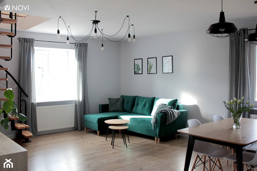 Salon z zielonym narożnikiem - zdjęcie od NOVI projektowanie