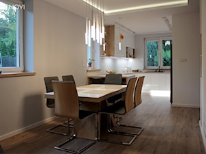 Dom jednorodzinny Górna - Średnia biała jadalnia w salonie, styl nowoczesny - zdjęcie od NOVI projektowanie