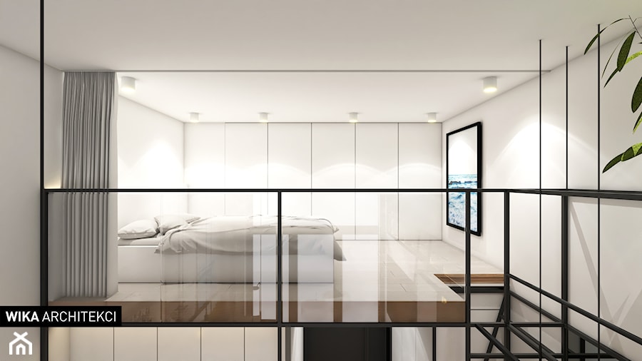 „MINImum powierzchni, MAXImum funkcjonalności” proj. WIKA ARCHITEKCI - Średnia biała sypialnia na antresoli, styl nowoczesny - zdjęcie od WIKA ARCHITEKCI