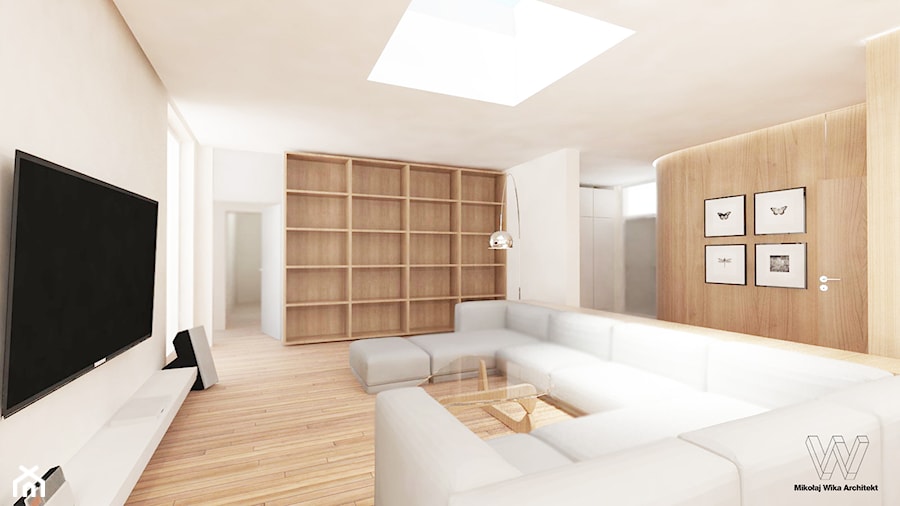 Projekt wnętrza domu parterowego - Salon, styl minimalistyczny - zdjęcie od WIKA ARCHITEKCI