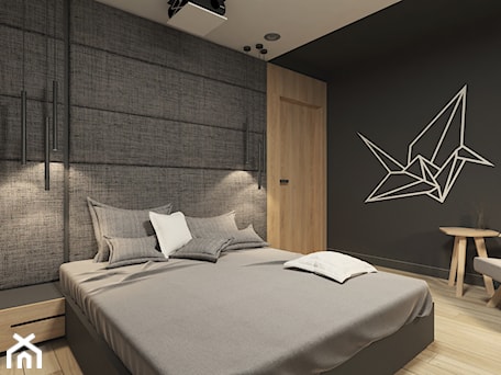 Aranżacje wnętrz - Sypialnia: JAPANESE CUT | 2018 - Średnia czarna szara sypialnia, styl minimalistyczny - L42 Architektura. Przeglądaj, dodawaj i zapisuj najlepsze zdjęcia, pomysły i inspiracje designerskie. W bazie mamy już prawie milion fotografii!