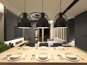 JAPANESE CUT | 2018 - Duża czarna szara jadalnia w salonie, styl minimalistyczny - zdjęcie od L42 Architektura