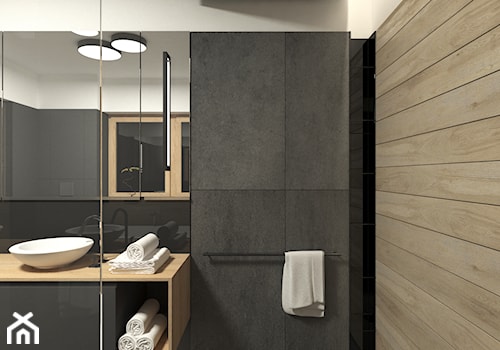 JAPANESE CUT | 2018 - Średnia bez okna z lustrem z marmurową podłogą łazienka, styl minimalistyczny - zdjęcie od L42 Architektura