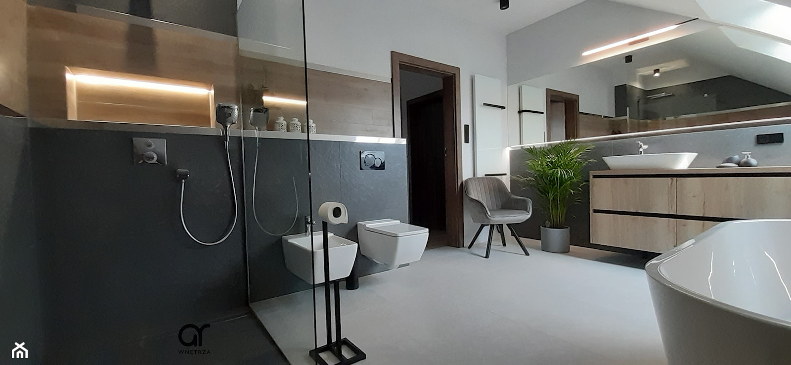 Realizacja Eleganckiej łazienki z ciemną duszą - Łazienka, styl nowoczesny - zdjęcie od ar Wnętrza - Homebook