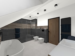 Elegancka łazienka z ciemną duszą - Łazienka, styl skandynawski - zdjęcie od ar Wnętrza