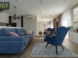 Aparteament w Rzeszowie - Średni szary salon z kuchnią, styl glamour - zdjęcie od OptimumArt Pracownia Aranżacji Wnętrz
