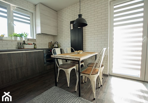 mieszkanie Warszawa - Średnia otwarta biała kuchnia jednorzędowa, styl industrialny - zdjęcie od Marta Witkowska-Kozera m Art studio projektowe