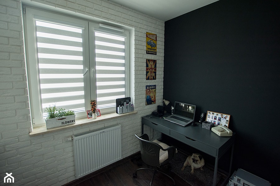 mieszkanie Warszawa - Średnie białe czarne biuro - zdjęcie od Marta Witkowska-Kozera m Art studio projektowe