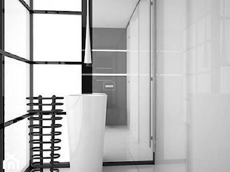 Aranżacje wnętrz - Łazienka: Projekt nowoczesnej łazienki szklana ściana działowa - jms STUDIO s.c.. Przeglądaj, dodawaj i zapisuj najlepsze zdjęcia, pomysły i inspiracje designerskie. W bazie mamy już prawie milion fotografii!