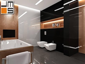 Projekt przestronnej łazienki z pełnym wyposażeniem - zdjęcie od jms STUDIO s.c.