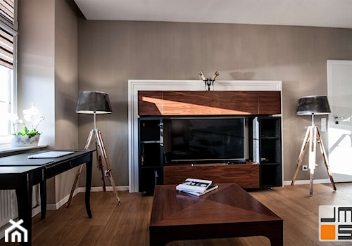 Realizacja wnętrz luksusowego mieszkania w Krakowie - Mały szary salon - zdjęcie od jms STUDIO s.c.