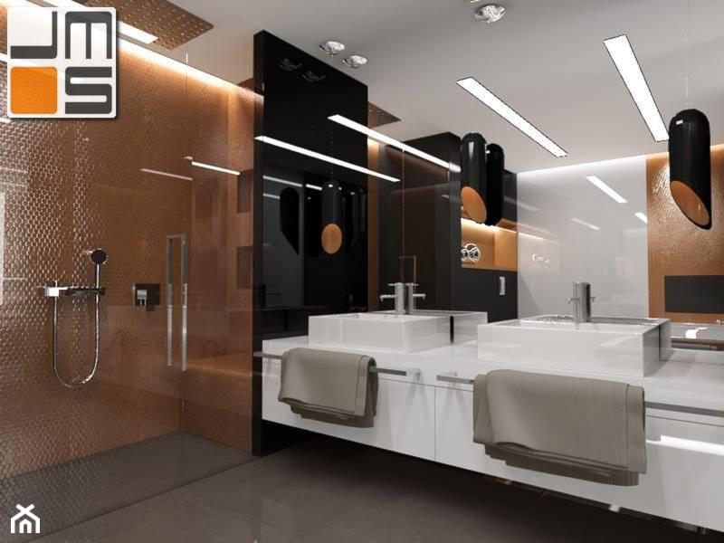 Aranżacja nowoczesnej łazienki w ciepłych barwach - zdjęcie od jms STUDIO s.c. - Homebook